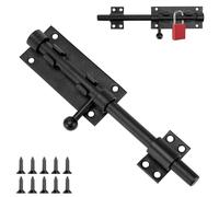 Luziyun Verrou Coulissant en Acier Inox, Targette pour Porte, Noir, 200 mm | Targette · loquet de porte · serrure à barillet · résistant · avec vis · pour portes, fenêtres, clôtures et portails