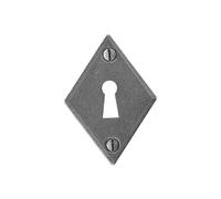 LV100 Rosace serrure losange 69 x 50 mm fer patiné cimenté gris foncé