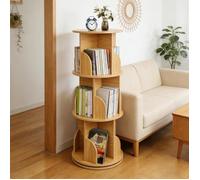 LVHCMFOHM Bibliothèque Pivotante 360° Couleur bois, Étagère Rotative Ronde à 3 Niveaux, 40x40x98 cm, pour Salon/Chambre/Bureau