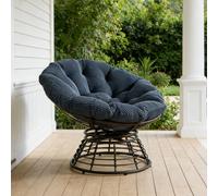 LVHOM Fauteuil Papa pivotant à 360°, fauteuil lounge avec coussins, fauteuil pivotant avec structure métallique, fauteuil de lecture en velours côtelé pour le salon et l'extérieur, 92 x 67 cm, bleu