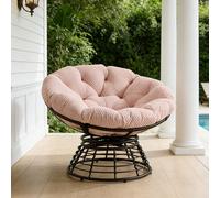 LVHOM Fauteuil Papa pivotant à 360°, fauteuil lounge avec coussins, fauteuil pivotant avec structure métallique, fauteuil de lecture en velours côtelé pour le salon et l'extérieur, 92 x 67 cm, rose