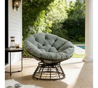 LVHOM Fauteuil Papa pivotant à 360°, fauteuil lounge avec coussins, fauteuil pivotant avec structure métallique, fauteuil de lecture en velours côtelé pour le salon et l'extérieur, 92 x 67 cm, vert