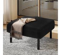 LVHOM Tabouret avec pieds en métal, Pouf en velours côtelé, Ottoman Tabouret de pied 51x39x56cm, Noir