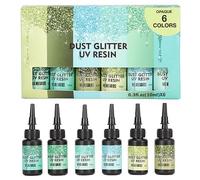 lvifloae 6 Couleurs de résine UV à durcissement Rapide, adhésif UV pour Petite résine UV, Fabrication de Bijoux Boucles d'oreilles, bagues, Porte-clés 10 ML par Bouteille (Série Verte)
