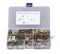 lvifloae Assortiment de 110 clips d'écrous en U, 4 tailles 6/8/10/12, écrous à clip en forme de U, acier au manganèse 65 et acier inoxydable 304 avec boîte de rangement pour