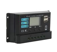 lvifloae Contrôleur de panneau solaire avec écran LCD, chargeur solaire portable, contrôleur de charge photovoltaïque 12 V 24 V, auto-adaptation, noir 20 A pour batterie au (30A)