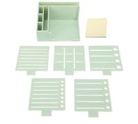 lvifloae Ensemble de pochoirs de notes autocollantes, support de pochoirs mémo, gadgets de bureau, support de bloc-notes multifonctionnel avec 5 pochoirs, 100 feuilles de (Green)