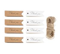 lvifloae Lot de 400 étiquettes volantes de remerciement en papier avec ficelle assortie, 200 étiquettes arrière vierges blanches et 200 marron pour emballage cadeau, travaux