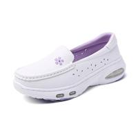 LVJMJ Chaussures médicales à enfiler avec semelle rembourrée en EVA pour | Dessus en cuir, semelle coussin EVA de 40 mm, semelle intérieure en latex, respirante, à enfiler, 34-41, floral