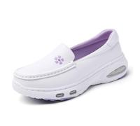 LVJMJ Chaussures médicales à enfiler avec semelle rembourrée en EVA pour | Dessus en cuir, semelle coussin EVA de 40 mm, semelle intérieure en latex, respirante, à enfiler, 34-41, floral