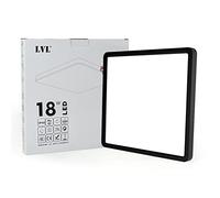 LVL Plafonnier Led 18W 23cm Noir, Petite Carré Plat Luminaire Plafonnier pour Salon, Chambre, Cuisine, Bureau, Salle de Bain Éclairage de Plafond