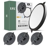 LVL Spot LED Encastrable Plat 230V 8W Non Dimmable 3000K/4000K/6000K, Diamètre de Trou Rond 50-110mm éclairage Encastré pour Salle de Bain, Cuisine (Noir, pack de 4)