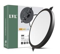 LVL Spot LED Encastrable Plat 230V 8W Non Dimmable 3000K/4000K/6000K Rond Diamètre du Trou 50-110mm Éclairage Encastré pour Salle de Bain, Cuisine (Noir, 1 Pièce)