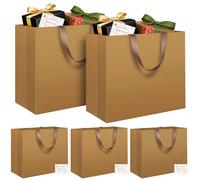 LVNRIDS Lot de 5 Sac Cadeau extra larges Or, 43 x 13 x 32 cm Sac Cadeau Extra Grand de Luxe avec poignée et carte, Sacs Cadeaux pour Anniversaire Noël Fête de Mariage Saint-Valentin