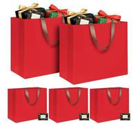 LVNRIDS Lot de 5 Sac Cadeau extra larges Rouge, 43 x 13 x 32 cm Sac Cadeau Extra Grand de Luxe avec poignée et carte, Sacs Cadeaux pour Anniversaire Noël Fête de Mariage Saint-Valentin