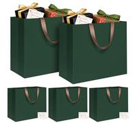 LVNRIDS Lot de 5 Sac Cadeau extra larges vert, 43 x 13 x 32 cm Sac Cadeau Extra Grand de Luxe avec poignée et carte, Sacs Cadeaux pour Anniversaire Noël Fête de Mariage Saint-Valentin