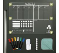 LVNRIDS Tableau Transparent Frigo Effacable en Français, 42 x 30 cm Acrylique Tableau Planning Semaine Magnetique Calendrier Frigo Transparent