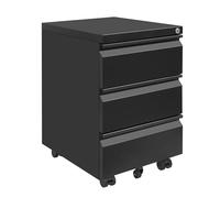 LVSTEEL Caisson de Bureau Metal, avec roulettes et Serrure, Caisson de Rangement Mobile, Meubles de Bureau, avec 3 Tiroirs, Entièrement Assemblé