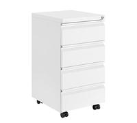 LVSTEEL Caisson de Bureau Metal, avec roulettes et Serrure, Caisson de Rangement Mobile, Meubles de Bureau, avec 4 Tiroirs, Entièrement Assemblé