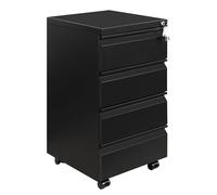 LVSTEEL Caisson de Bureau Metal, avec roulettes et Serrure, Caisson de Rangement Mobile, Meubles de Bureau, avec 4 Tiroirs, Entièrement Assemblé