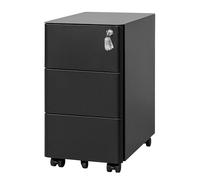 LVSTEEL Caisson de Bureau Mobile, Verrouillable, 4 Clés, Meuble Tiroir Bureau, Caisson Tiroir, Rangement pour Documents et Papeterie, Noir