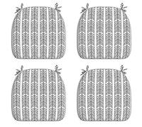 LVTXIII Lot de 4 Coussins de Chaise d'extérieur avec Attaches, Coussins de Chaise Toutes Saisons, pour Maison, Bureau et terrasse, mobilier de Jardin, décoration (40,6 x 43,2 x 5,2 cm, à Chevrons