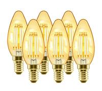 LVWIT 4W Ampoules Bougie à Filament LED E14, Equivalente à Ampoule halogène 35W, 410Lm Couleur 2500K Blanc Chaud, Ampoule Rétro vintage, Non-Dimmable, Lot de 6
