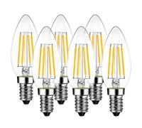 LVWIT 6x E14 C35 4W Ampoule de Filament LED,Equivalent à lampe halogène 40W, 470 lumens, AC 220-240V -Blanc Chaud 2700K - Angle du faisceau 270°