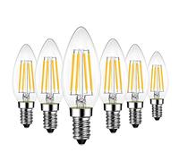 LVWIT 7W Ampoule LED E14 à Filament, LED ampoule 1055 Lumen, Equivalent à Ampoule Incandescence 75W, Bougie Forme C35 Rétro, 2700K Blanc Chaud, Non-dimmable, Paquet de 6