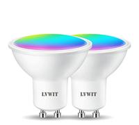 LVWIT Lot de 2 Ampoule GU10 Connectée Alexa 4.9W WiFi - Lampe connectée Alexa 350Lm équivalente 35W, Smart Ampoule LED compatible Google Assistant, sans hub, réglable blanc chaud/froid