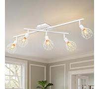 LVWIT : Plafonnier LED à 5 spots, éclairage d'ambiance, idéal pour cuisine, salon, chambre, salle à manger, couleur blanche, douille E14