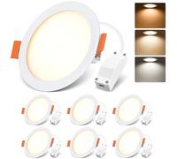 LVWIT Spot LED Encastrable Extra Plat,6W équivalent à 51W, Plafond 600LM,3000K Blanc Chaud 4000K Blanc Neutre 6500K Blanc Froid, Plafonnier Salle de Bain Cuisine Salon Couloir,Lot de 6