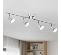 LVWIT Spot Plafond GU10, Plafonnier 4 Spot LED Argent Galvanisé, Luminaires Intérieur Lustre Cuisine, Métal Rampe (Sans Ampoule)