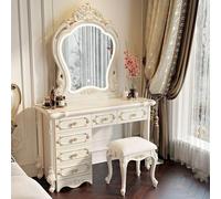LVYWEX Table de Maquillage, Coiffeuse avec Miroir LED et Tabouret pour Chambre Coucher, 6 Tiroirs