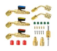 LVYXON Kit adaptateur de robinet à boisseau sphérique coudé à 45 degrés pour R410A R134a R22 HVAC, raccord mâle femelle SAE 1/4 avec convertisseurs ACME pour réparation de climatisation