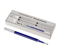 LVZONGXIN Lot de 12 recharges de gel liquide - Pointe en métal - Compatible avec Pentel Energel - Bleu - Pointe bille de 0,7 mm - Fonctionne avec Pilot G2 07 - Recharge de stylo gel - Non rayable