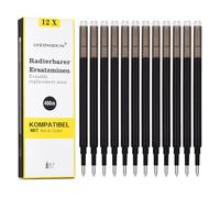 LVZONGXIN recharge 12 PCS, compatible avec Pilot frixion, stylo à bille effaçable 0,7 mm, longueur d'écriture 400 m, recharge interchangeable (noir, 1 pcs)