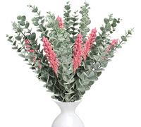 LWAIX Branches Eucalyptus Artificiel Feuilles Eucalyptus Séché Artificielle | Plante Artificielles Eucalyptu 22pcs et 6 Bouquet de Lavande pour Décoration Mariage Composition Florale et Centre de Table