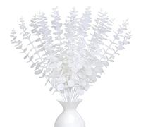 LWAIX Branches Eucalyptus Artificiel Feuilles Eucalyptus Séché Artificielle | Plante Artificielles Eucalyptu 20pcs pour Décoration Mariage Composition Florale et Centre de Table (Blanc)