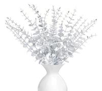 LWAIX Branches Eucalyptus Artificiel Feuilles Eucalyptus Séché Artificielle | Plante Artificielles Eucalyptu 20pcs pour Décoration Mariage Composition Florale et Centre de Table (Argent)