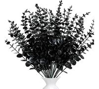 LWAIX Branches Eucalyptus Artificiel Feuilles Eucalyptus Séché Artificielle | Plante Artificielles Eucalyptu 20pcs pour Décoration Mariage Composition Florale et Centre de Table (Noir)