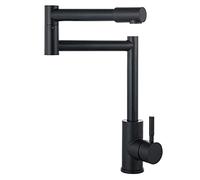 LWJSOCP Robinet de Cuisine Professionnel en Acier Inoxydable 304 avec Bras pivotant à Double Articulation, mitigeur d'eau Chaude et Froide Pliable et Extensible avec poignée Unique, Noir