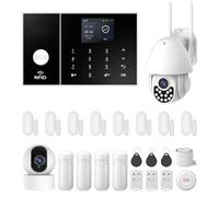 LWOHSI Système d'alarme Domestique,4G GSM/WiFi + 4G avec caméra 3 MP, Surveillance Professionnelle 24h/24 et 7j/7, Compatible avec Alexa et Google Assistant