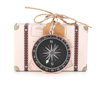 Lwuey 20 Pcs Mini Valise Boîte à Bonbons en Papier Kraft, 8×5×3cm Coffret Cadeau Vintage Rose Doré avec Boussole, Étiquettes et Ficelle Jute pour Décoration Mariage, Voyage, Fête, Anniversaire
