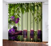 LWXBJX Rideau occultant Thermiques - Fleurs de Bougie Zen - 3D Impression Numérique Isolant Thermique - 234 x 230 cm - 90% Rideaux Occultant à Oeillets Moderne Rideau Fenêtre Chambre