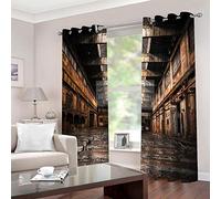 LWXBJX Rideaux Occultant Salon - Style Industriel rétro - 3D Impression Numérique Isolant Thermique - 140 x 160 cm - 90% Rideaux Occultant à Oeillets Moderne Rideau Fenêtre Chambre