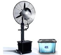 LXHGVKHJ Ventilateur Industriel Brumisateur Sur Pied, Ventilateur Oscillant Sol Extérieur 65 cm avec Réservoir d’eau de 42 L, Rafraîchisseur d’Air pour Atelier Garage Tonnelle(25 inches)