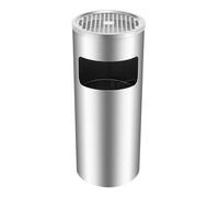 LXKJDS Poubelle cendrier pied inox argent 11L 61cm intérieur/extérieur | Inox 201, 25x61cm, 11L, seau intérieur 22x30cm, grille anti-incendie, base lestée, poignée, intérieur/extérieur, argent