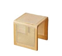 LXLAEOANG Table De Chevet Rétro Pure Multifonctionnelle en Rotin | Tabouret à langer de chaussures de porte en bois de coin de table basse solide à la maison(Wood Color)