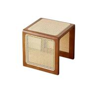 LXLAEOANG Table De Chevet Rétro Pure Multifonctionnelle en Rotin | Tabouret à langer de chaussures de porte en bois de coin de table basse solide à la maison(Walnut Color)